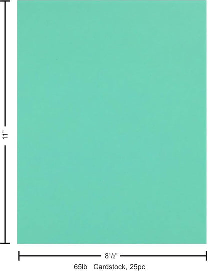 PA Paper Accents Stash Builder Cardstock 8.5" x 11" Aquarium, 65lb colored cardstock paper for card making, scrapbooking, printing, quilling and crafts, 25 piece pack