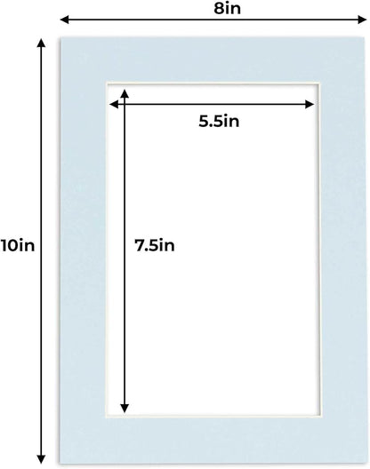 8x10 Mat for 6x8 Photo - Precut Baby Blue Picture Matboard for Frames Measuring 8 x 10 Inches - Bevel Cut Matte to Display Art Measuring 6 x 8 Inches - Acid Free ONE MAT with Backing Board & Clear Bag