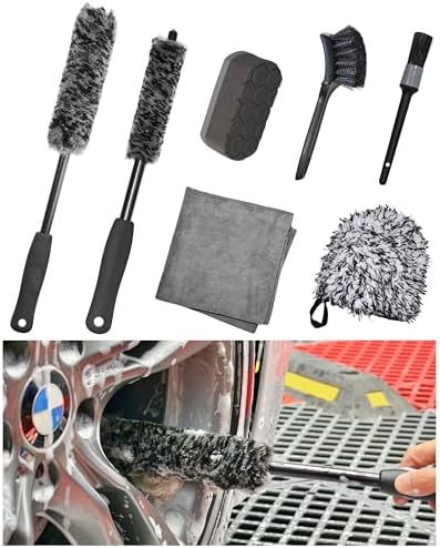 oesee 7PCS Pro-Grade Wheel Cleaning Kit: Long Handle Soft Wheel Brushes by OeSee