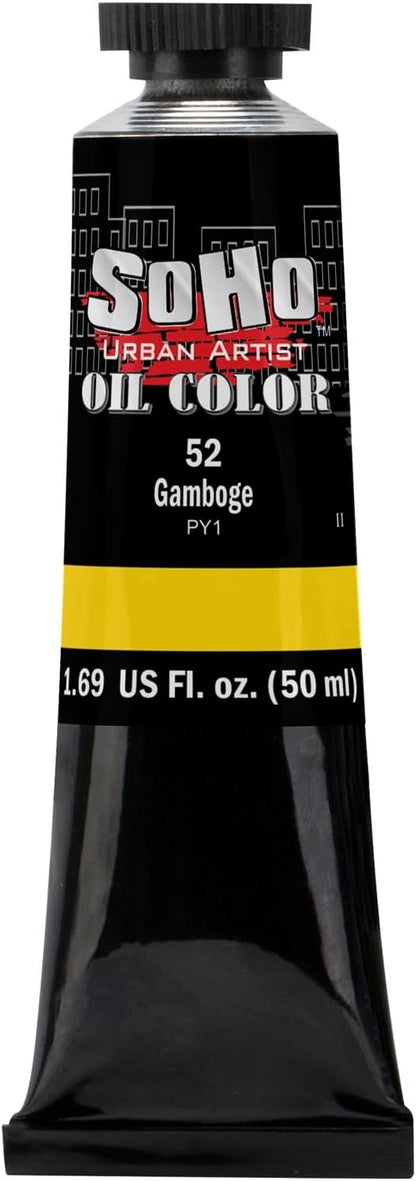 Soho Urban Artist Oil Paint - Gamboge, 50 ml Tube - Best Valued Oil Colors for Painting, Excellent Pigment Load