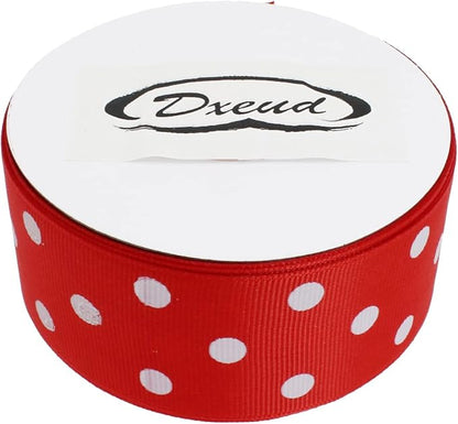 Polka Dot Grosgrain Ribbon 25 Yard Each Roll 100% Polyester (1/1-2", Red)