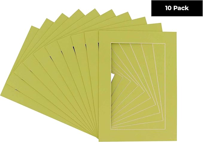 6x8 Mat for 8x10 Frame - Precut Mat Board Acid-Free Pistachio Green 6x8 Photo Matte For a 8x10 Picture Frame, Premium Matboard for Family Photos, Show Kits, Art, Picture Framing, Pack of 10 Mats