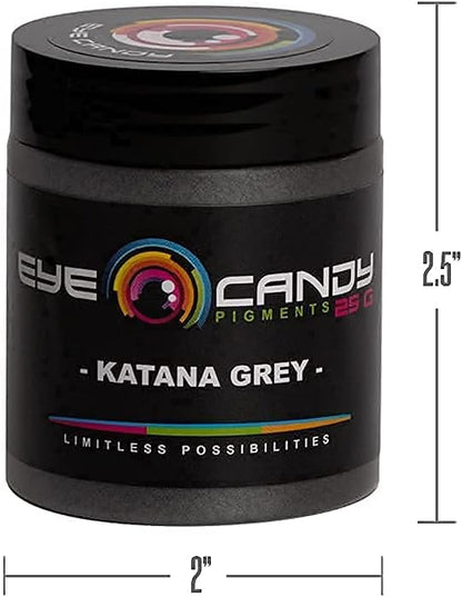 Eye Candy Pigments Premium Grey Mica Powder - Katana Grey (25gr) - for Epoxy, Resin, Soap, Paint, Woodworking, Acrylic Pouring, Bath Bombs, Fishing Lures - DIY Arts and Crafts Additive