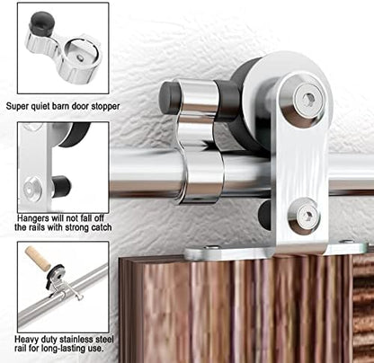 TSMST 8FT Sliding Barn Door Hardware Kit, Top Mount Stainless Steel Heavy Duty - Image 3