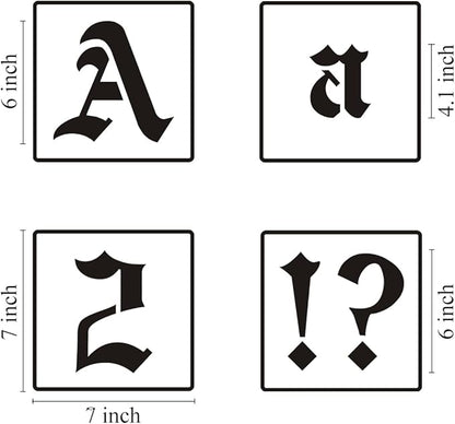 6 Inch Alphabet Letter Stencils for Painting - 70 Pack Old English Letter Stencil Templates with Numbers and Signs for Painting on Wood, Reusable Letters Stencils for Chalkboard Wood Signs & Wall Art