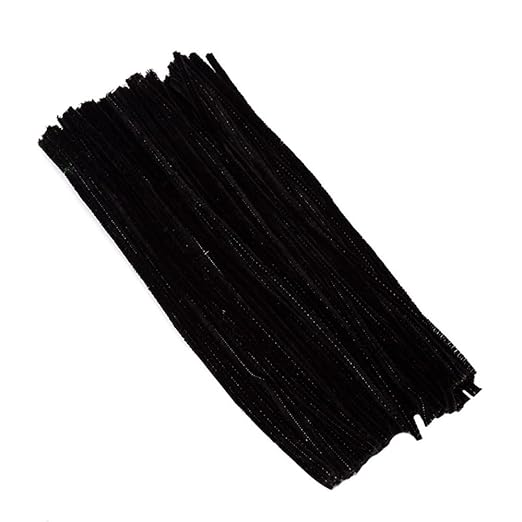 100 Pieces Pipe Cleaners Chenille Stem, Black Pipe Cleaners Set for Pipe Cleaners Halloween DIY Arts Crafts Decorations, Chenille Stems Pipe Cleaners (Black)
