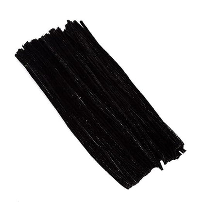 100 Pieces Pipe Cleaners Chenille Stem, Black Pipe Cleaners Set for Pipe Cleaners Halloween DIY Arts Crafts Decorations, Chenille Stems Pipe Cleaners (Black)