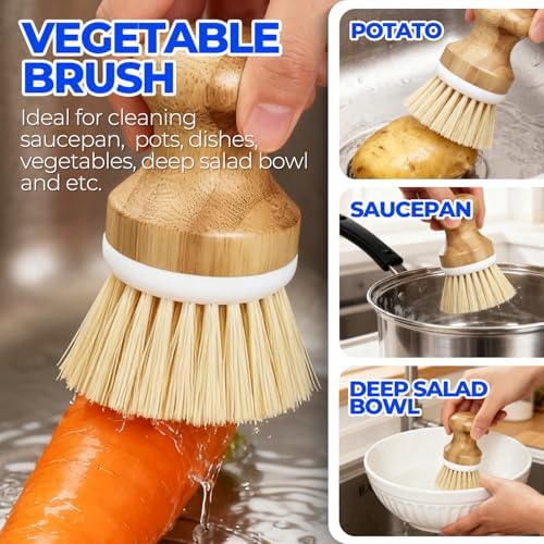 Holikme 6 Pack Dish Brush with Bottle Brush Scrub Brush Straw - Image 2