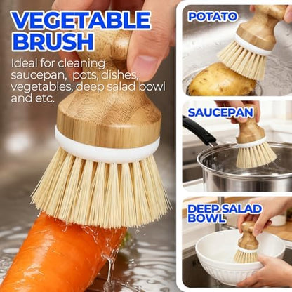 Holikme 6 Pack Dish Brush with Bottle Brush Scrub Brush Straw - Image 2
