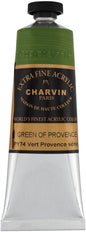 Charvin Extra Fine Professional Acrylic Paint - Green of Provence, 60ml Tube, Triple-Milled, Lightfast Pigments, Open Stock Artist Acrylic Paints in Nature-Inspired Hues