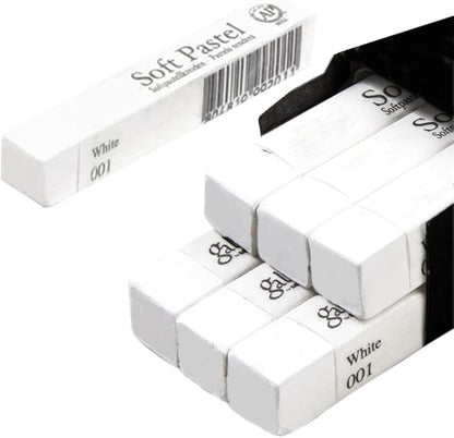 6pcs Square White Soft Pastel Set, Professional Artist's Sketching Chalk Pastels Sticks Oil Painting Kit Art Crayons Non Toxic Individual Color Drawing Soft Pastels for Artist,Beginner