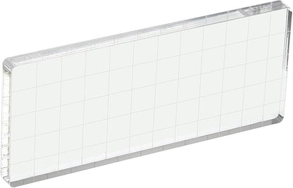 PATIKIL 5" x 2" Acrylic Stamp Block, Clear Stamping Block with Grid Lines Decorative Mounting Blocks Square for Scrapbooking DIY Crafts Card Making