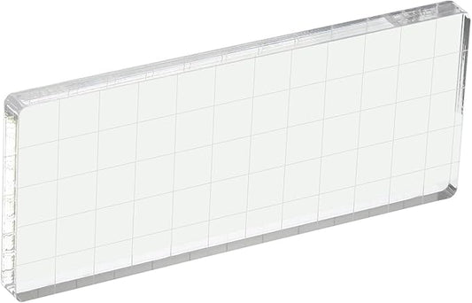 PATIKIL 5" x 2" Acrylic Stamp Block, Clear Stamping Block with Grid Lines Decorative Mounting Blocks Square for Scrapbooking DIY Crafts Card Making