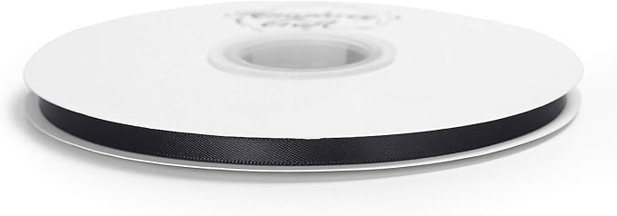 Humphrey's Craft 1/4 Inch Black Double Faced Satin Ribbon - 50 Yards Variety of Color for Crafts Gift Wrapping DIY Bows Bouquet Decoration Sewing Christmas Tree Wedding and Invitation Card.