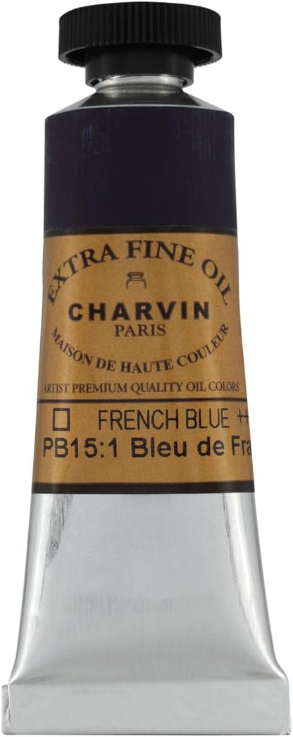 Charvin Extra Fine Oil Paint, French Blue 20 ml - Triple-Milled, Rich Texture, Poppy Oil-Based, Light-Fast, Handmade, Archival Quality
