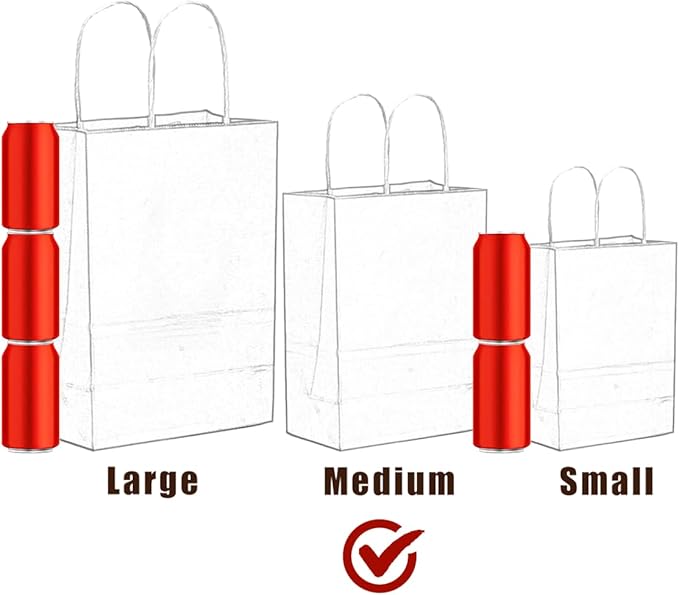 qiqee 32-Packs Paper Bags with Handles Bulk 7.6"x4.75"x10.5" Medium Gift Bags 16 Different Senior Color Bags Multiple Uses（Medium Size）