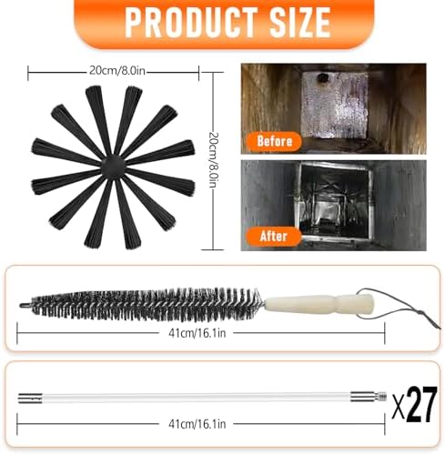 35Feet Chimney Sweep Kit, 8 in Brush Head, Dryer Vent Cleaner Kit, Chimney - Image 2