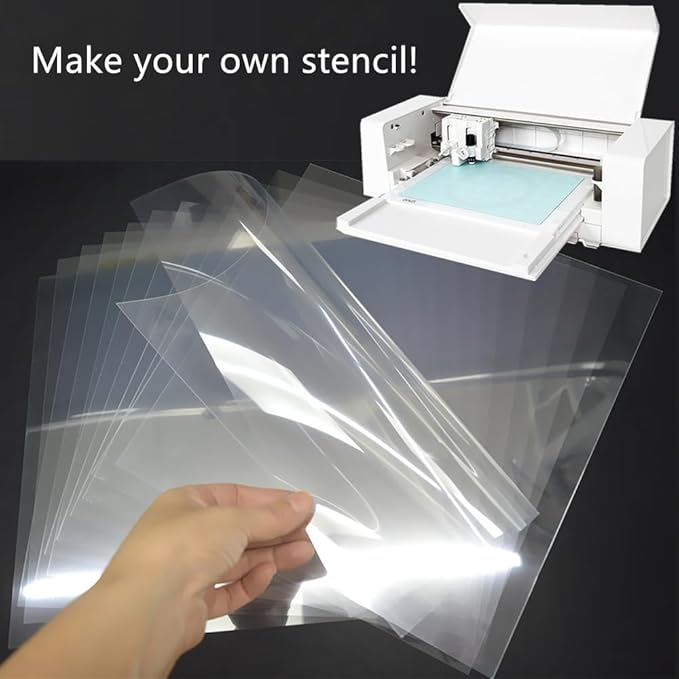 10-Pack 10 mil 12-Inch-by-12-Inch Blank Stencil Sheet for Laser Cutting Vinyl,Transparent PET, Acetate Mylar Stencil Tools and Machines Template Material