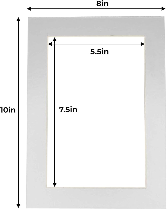 6x8 Mat for 8x10 Frame - Precut Mat Board Acid-Free Show Kit with Backing Board, and Clear Bags Metallic Silver 6x8 Photo Matte Made to Fit a 8x10 Picture Frame Matboard for Framing, Pack of 10 Mats