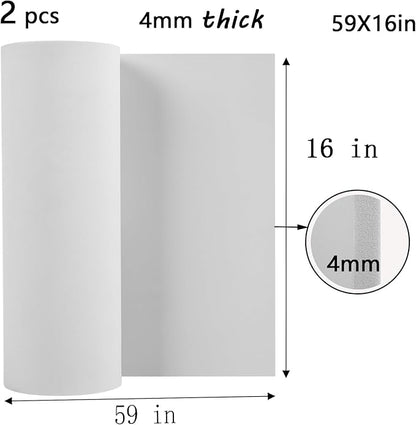 AMZQNART 2Pcs EVA Foam 4mm, Cosplay Foam 16x59 inch White, High Density 90 kg/m³, for Craft Projects Cosplay Costumes, Fake Weapons, Decorations, Christmas, Easter, Thanksgiving, etc.