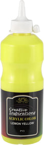 Creative Inspirations Acrylic Paint - Lemon Yellow - 500 mL Bottle - Smooth & Creamy Consistency, Vibrant Pigmentation, Great Coverage for Artists - Clean Up with Soap & Water