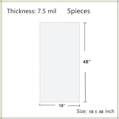 Clear Craft Plastic Sheets, Blank Stencil 18" x 48" 5 Strong and Flexible Transparent Acetate Mylar Sheet for Cricut