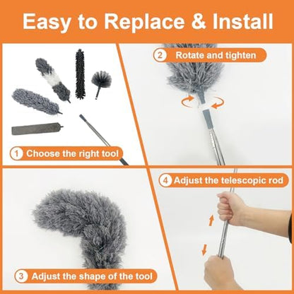 15 PCS Feather Dusters for Cleaning, Microfiber Duster - Image 5