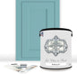 ALL-IN-ONE Paint, Durable cabinet and furniture paint. Built in primer and top coat, no sanding needed. Includes our 30 featured color card - Amalfi (blue aqua), Gallon