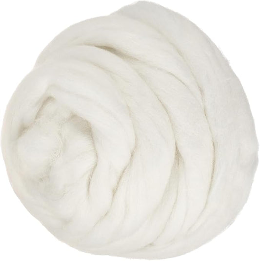PATIKIL Wool Roving Yarn, 80G/2.82OZ Soft Felting Wool Pure Chunky Roving Yarn Bulk for Needle Felting Knitting Blanket Spinning Weaving DIY Craft, White