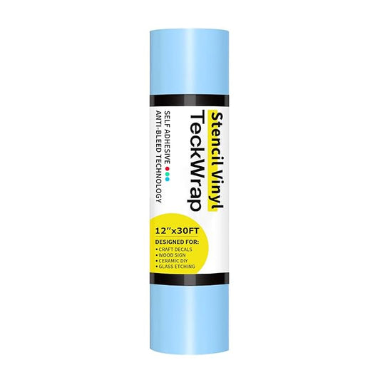 TECKWRAP Blue Stencil Vinyl - Blue Stencil Film for Craft Cutter - Removable Vinyl Stencil Paper - Easy to use, No Residue, Multi-Purpose (12” x 30FT)