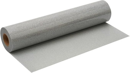 Silver Glitter HTV Roll -12" x10ft Iron on Heat Transfer Vinyl for DIY Shirts Gifts