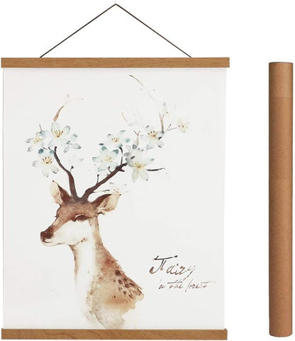 Artmag Magnetic Poster Hanger Frame, 12x18 12x16 12x24 Light Wood Wooden Magnet Canvas Artwork Print Poster Hangers Frames Hanging Kit (Teak Wood, 12")