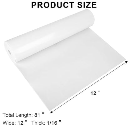 Sponge Neoprene Foam Rubber Sheet with Adhesive, 12 in x 81 in x 1/16 in Multi-Function Soundproof High Density Waterproof Rubber Mat, Perfect Cosplay Easy Cut DIY Neoprene Padding Roll - White
