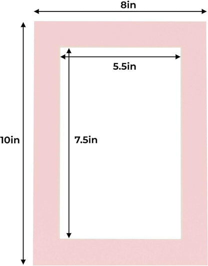 6x8 Mat for 8x10 Frame - Precut Mat Board Acid-Free Show Kit with Backing Board, and Clear Bags Soft Pink 6x8 Photo Matte Made to Fit a 8x10 Picture Frame Matboard for Framing, Pack of 10 Mats