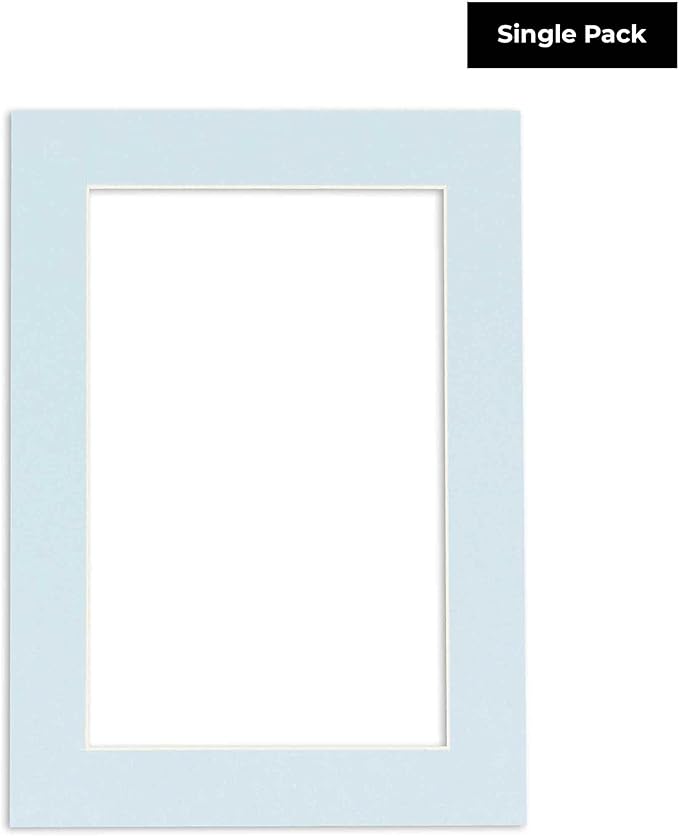 8x10 Mat for 6x8 Photo - Precut Baby Blue Picture Matboard for Frames Measuring 8 x 10 Inches - Bevel Cut Matte to Display Art Measuring 6 x 8 Inches - Acid Free ONE MAT with Backing Board & Clear Bag