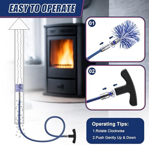 Pellet Stove Cleaning Brush Kit, 20FT Flexible Steel Rod - Image 4