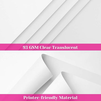 Vellum Paper, Cridoz 50 Sheets Vellum Transparent Paper 8.5 x 11 Inches Translucent Clear Paper for Printing Sketching Tracing Drawing Animation Wedding Invitations