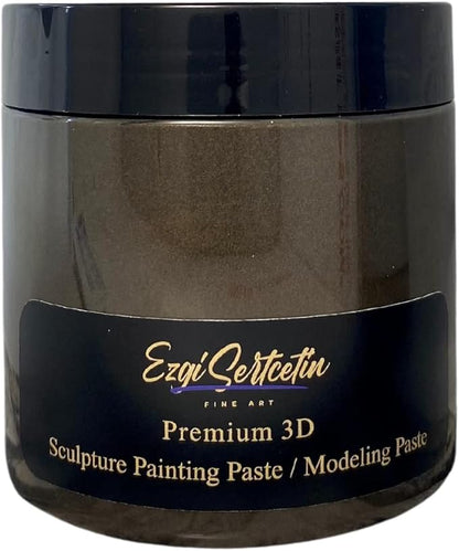 3D Sculpture Painting Paste|Texture Paste|Decorative Plaster|Ready to Use|Unique Metallic Pearl and Neon Colors|Ideal for Artwork|Stencil|Flowers|Texture and Art Relief|6 oz (Café Noir Brown)