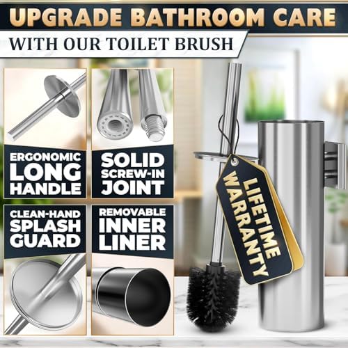 Silver Toilet Brush and Holder Set, Stainless Steel - Image 4
