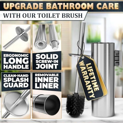 Silver Toilet Brush and Holder Set, Stainless Steel - Image 4