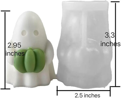 Ghost Holding Pumpkin Resin Mold, Halloween Candle Making Molds Fun Kit Cute Ghost and Pumpkin Epoxy Resin Molds Silicone DIY Craft