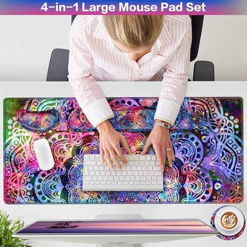 Mouse Pad with Wrist Rest, 4-in-1 Large Mousepad Keyboard - Image 2