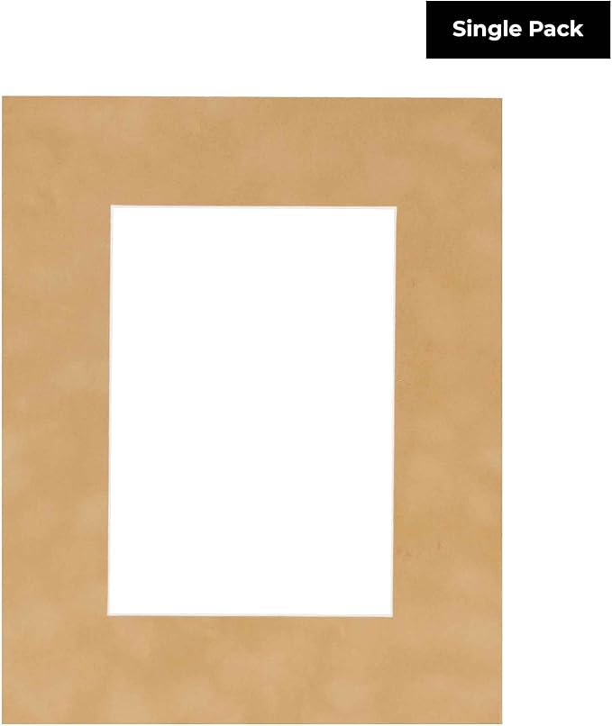 Poster Palooza 8x10 Mat Bevel Cut for 6x8 Photos - Acid Free Beige Suede Precut Matboard - for Pictures, Photos, Framing - 4-ply Thickness