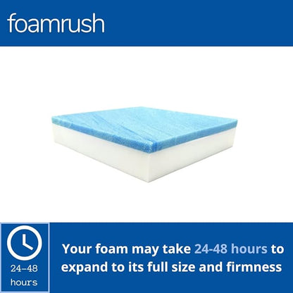 FoamRush 4" x 24" x 24" Gel Memory Foam Upholstery Square Cushion Medium Firm (Chair & Wheelchair Seat Cushion Replacement, Square Foam Dining Chairs, Couch, Sofa, Rubber Padding)