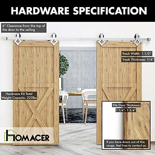 Homacer Brushed Nickel Non-Bypass Sliding Barn Door Hardware Kit, - Image 5