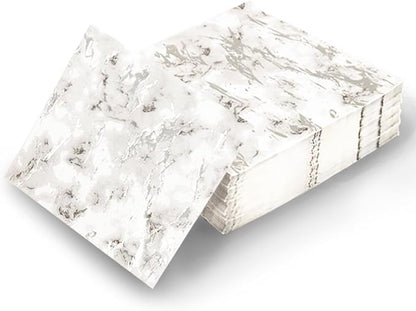 80-Pack Napkins Disposable Paper Towel Cocktail Dinner Party Decoration, Silver Splash