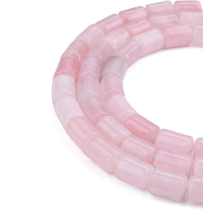 Natural Rose Quartz Crystal Cylinder Stone Loose Semi Gemstone Beads for Jewelry Making 10mmx14mm 38cm