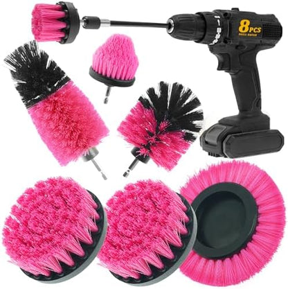 8 Pcs Drill Brush Attachment Set, Power Cleaning Scrub Brush Kit by ETOUPA