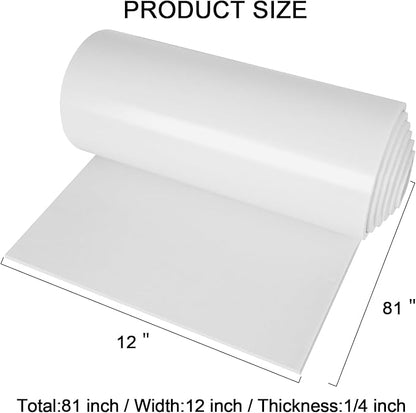 Neoprene Sponge Rubber Foam Sheets with Adhesive Backing, 12" x 81" x 1/4" White Foam Roll Insulation Board Soundproof Neoprene Mat, Great for Cosplay Padding, DIY, Gaskets, Costume, Crafts