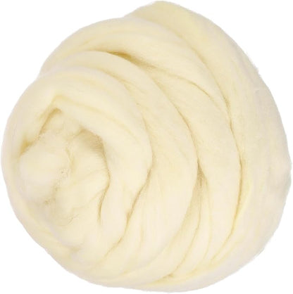 PATIKIL Wool Roving Yarn, 150G/5.3OZ Soft Felting Wool Pure Chunky Roving Yarn Bulk for Needle Felting Knitting Blanket Spinning Weaving DIY Craft, Beige